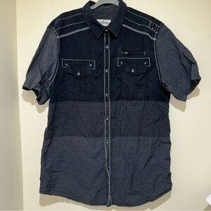 Men’s Distillery Brand Y2K Contrast Slight Grey Black Button Down Polo Size: XL